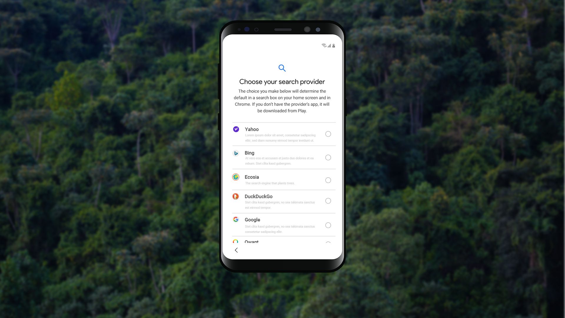 Ecosia's suggestion for Android's choice screen 